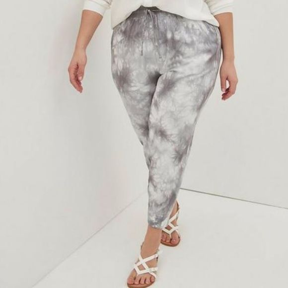 TORRID‎ Relaxed Fit Jogger Stretch Challis Mid-Rise Pants Tie Dye Grey 2x 18-20 - Picture 5 of 10